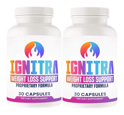 Two bottles of Ignitra weight loss support capsules
